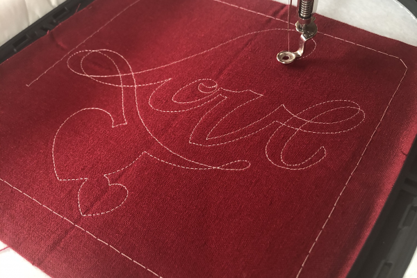 Embroider Valentine's Day Table Topper