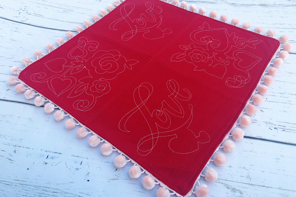 Embroider Valentine's Day Table Topper