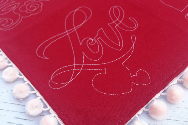 Embroider Valentine's Day Table Topper