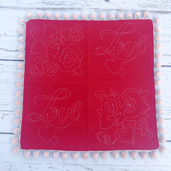 Embroider Valentine's Day Table Topper