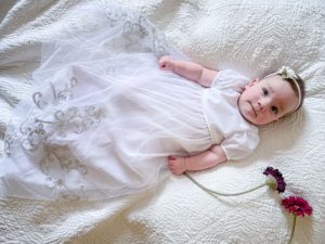 Baby in Completed Christening Gown