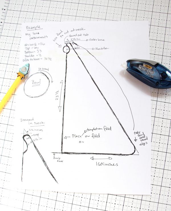 Drafting out Quilted Super Hero Cape Pattern