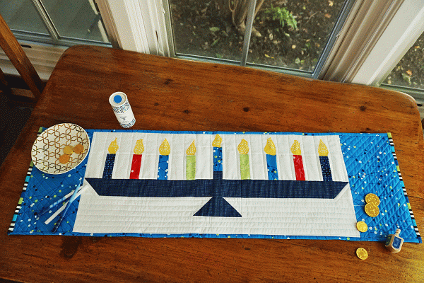 Hanukah Menorah Table Runner final photo