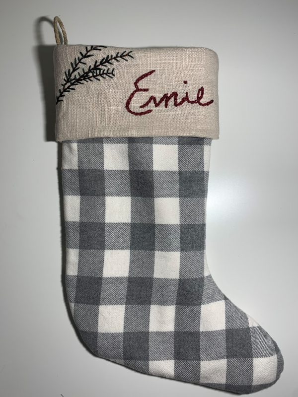 A complete Christmas stocking, personalized with hand embroidery