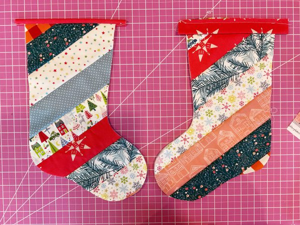 How to Quilt Christmas Stockings as You Go - Binding BERNINA WeAllSew Blog 600 x 450
