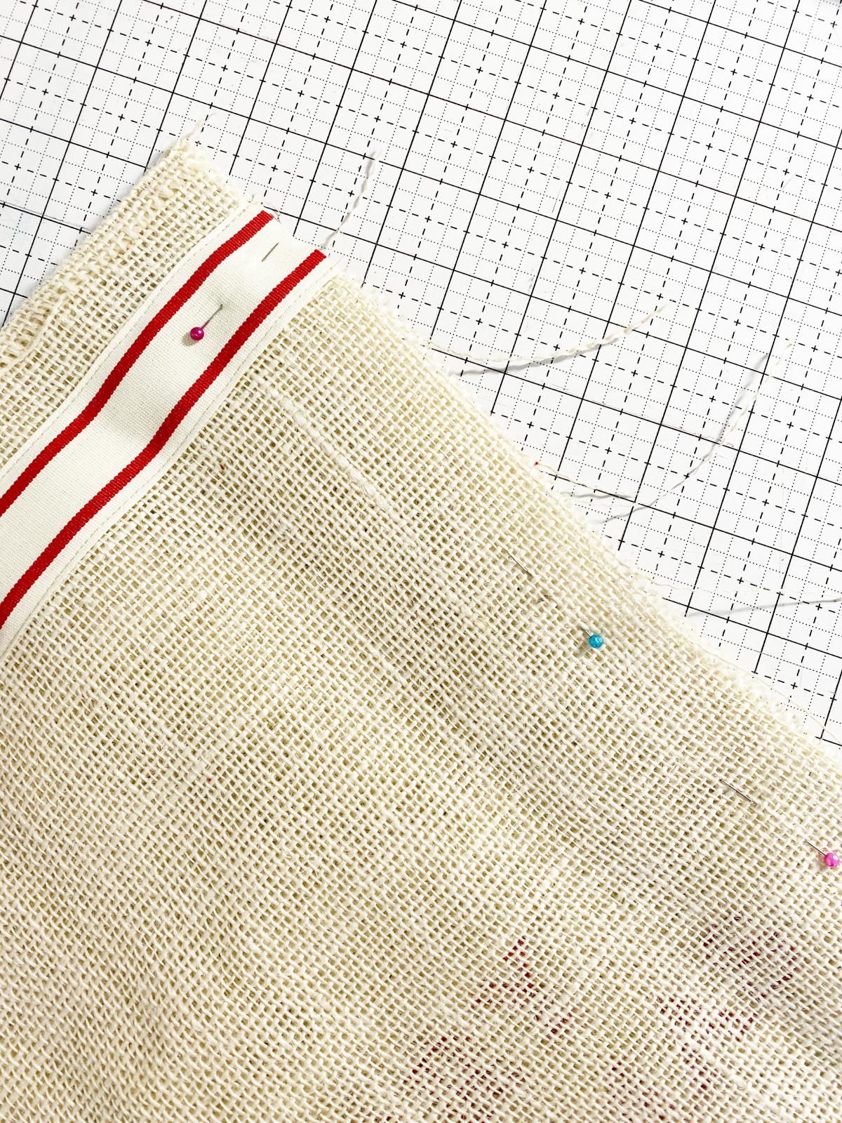 Sewing and Embroidering a Burlap Fabric Gift Bag Sew the Cording