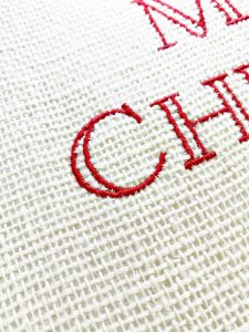 Sewing and Embroidering a Burlap Fabric Gift Bag: Embroidery the Front of the Burlap Fabric