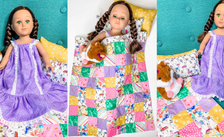 18inch Doll Patchwork Quilt Pillow and Nightgown BERNINA WeAllSew Blog Feature 1100x600
