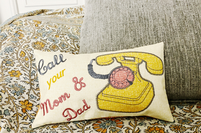 Call Mom and Dad In-the-hoop Pillow - WeAllSew