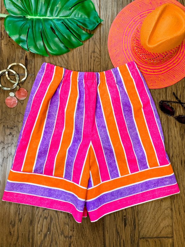 Flat Lay Stripe Shorts with Contrast Hem Band