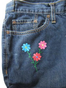 recycled jean bag part 2 embroidery