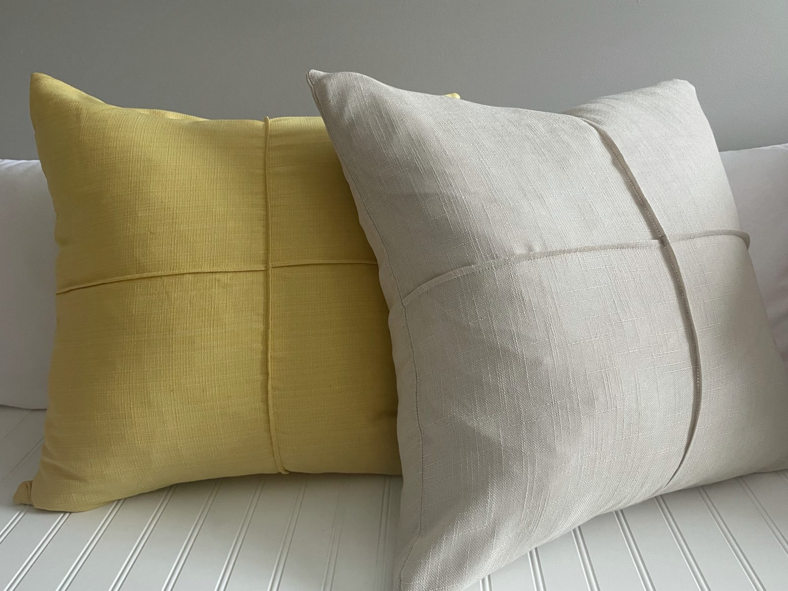 Linen Stripe Buttoned Pillow: Multiple Sizes