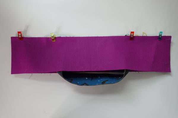 Flatlock Patchwork Trick-or-Treat Bag - align lining on bag top