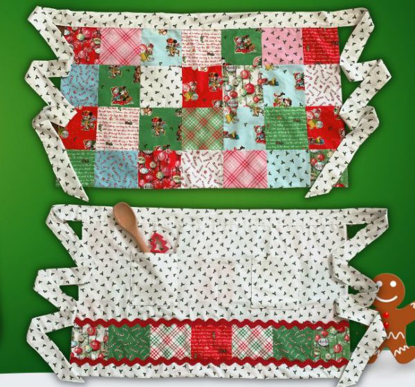 Sew a reversible patchwork Christmas apron