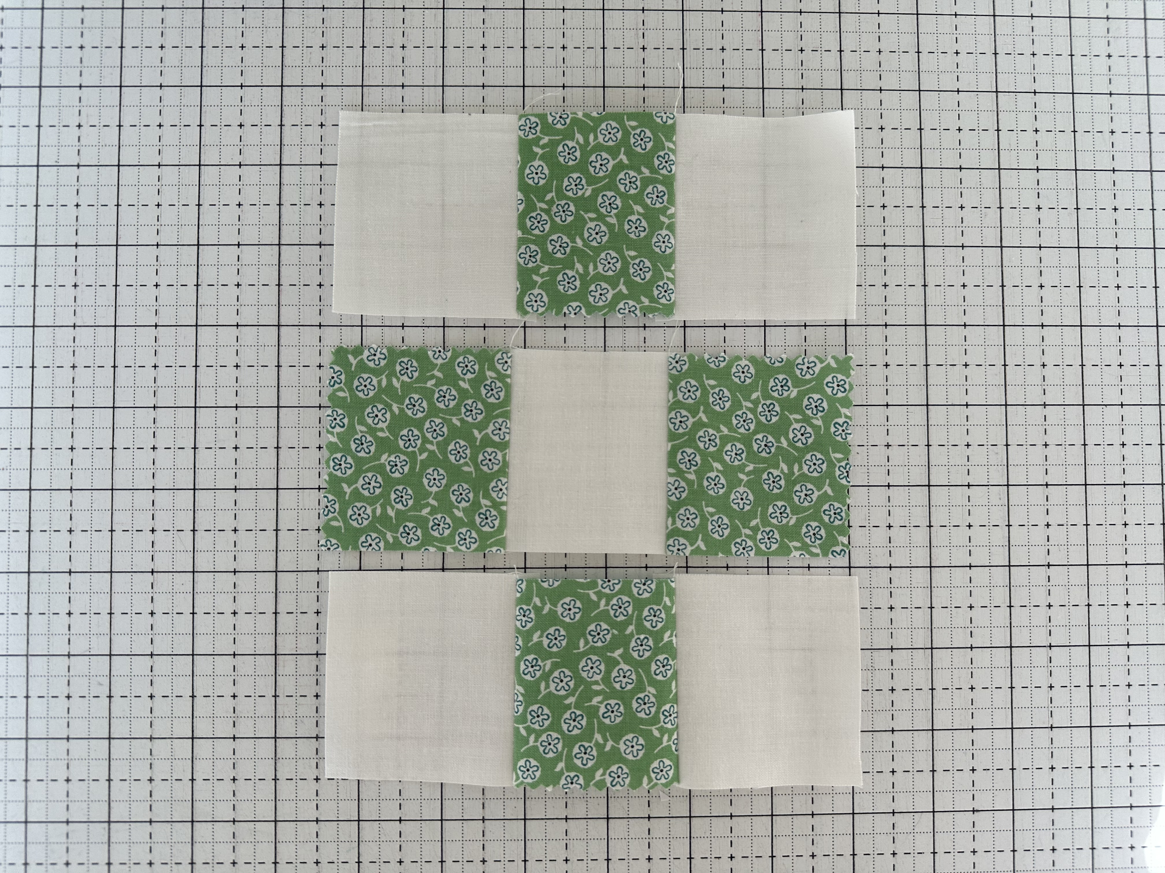 The rows of a Nine Patch for the Nona Quilt Along BERNINA WeAllSew blog