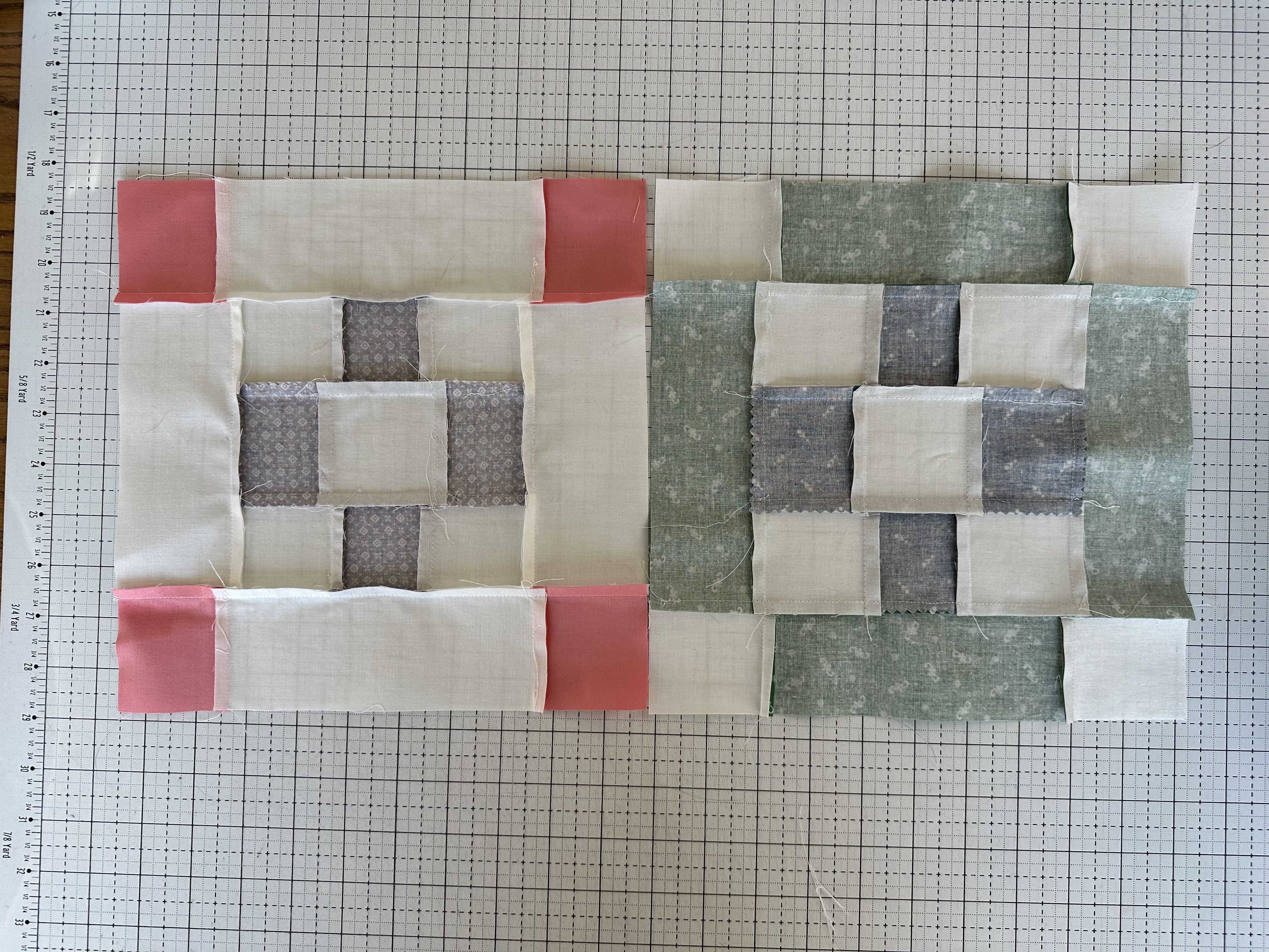 Back (seam side) of Blocks A and B for the Nona Quilt Along BERNINA WeAllSew blog