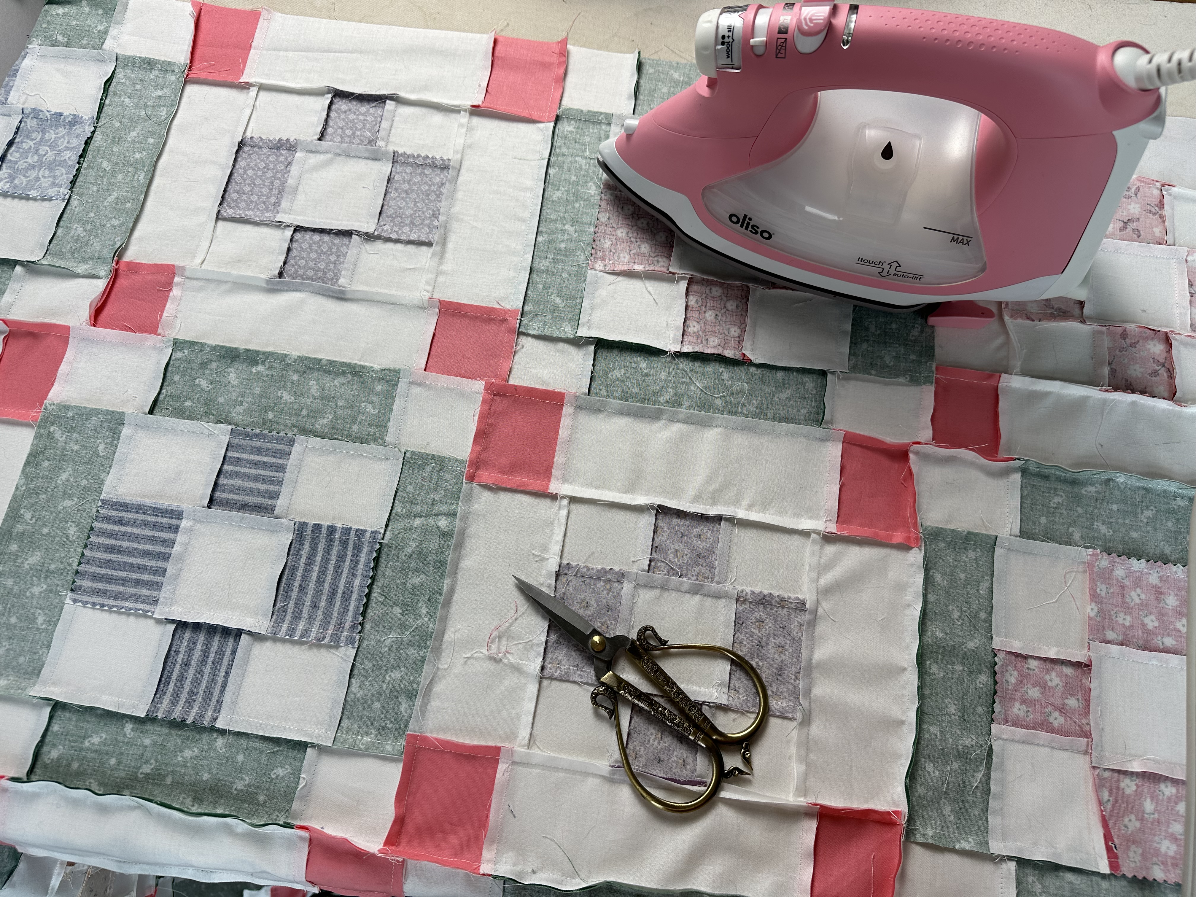 Pressing and trimming threads from the Nona Quilt Along BERNINA WeAll Sew blog