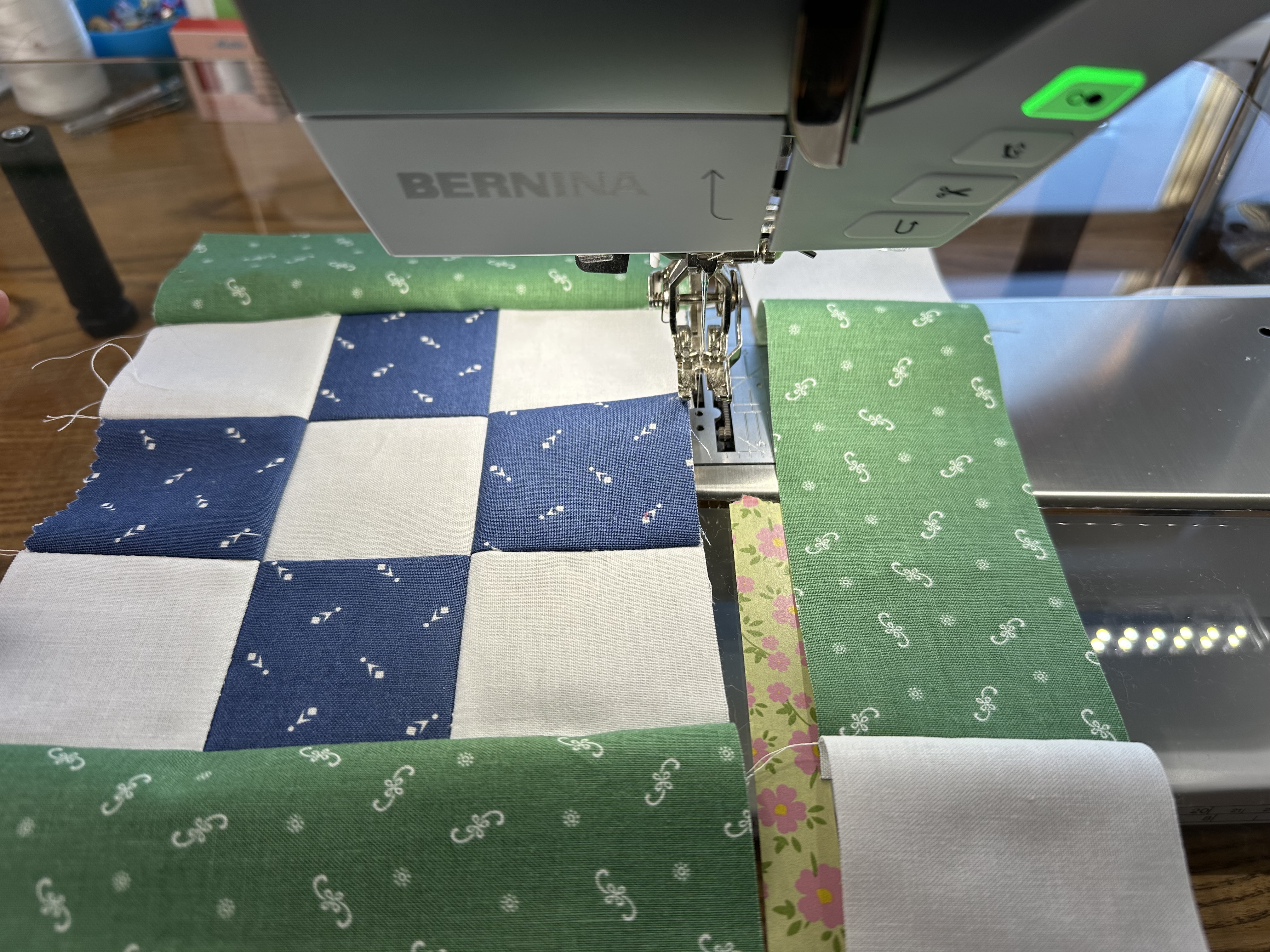 The middle row of Block A for the Nona Quilt Along BERNINA WeAllSew blog