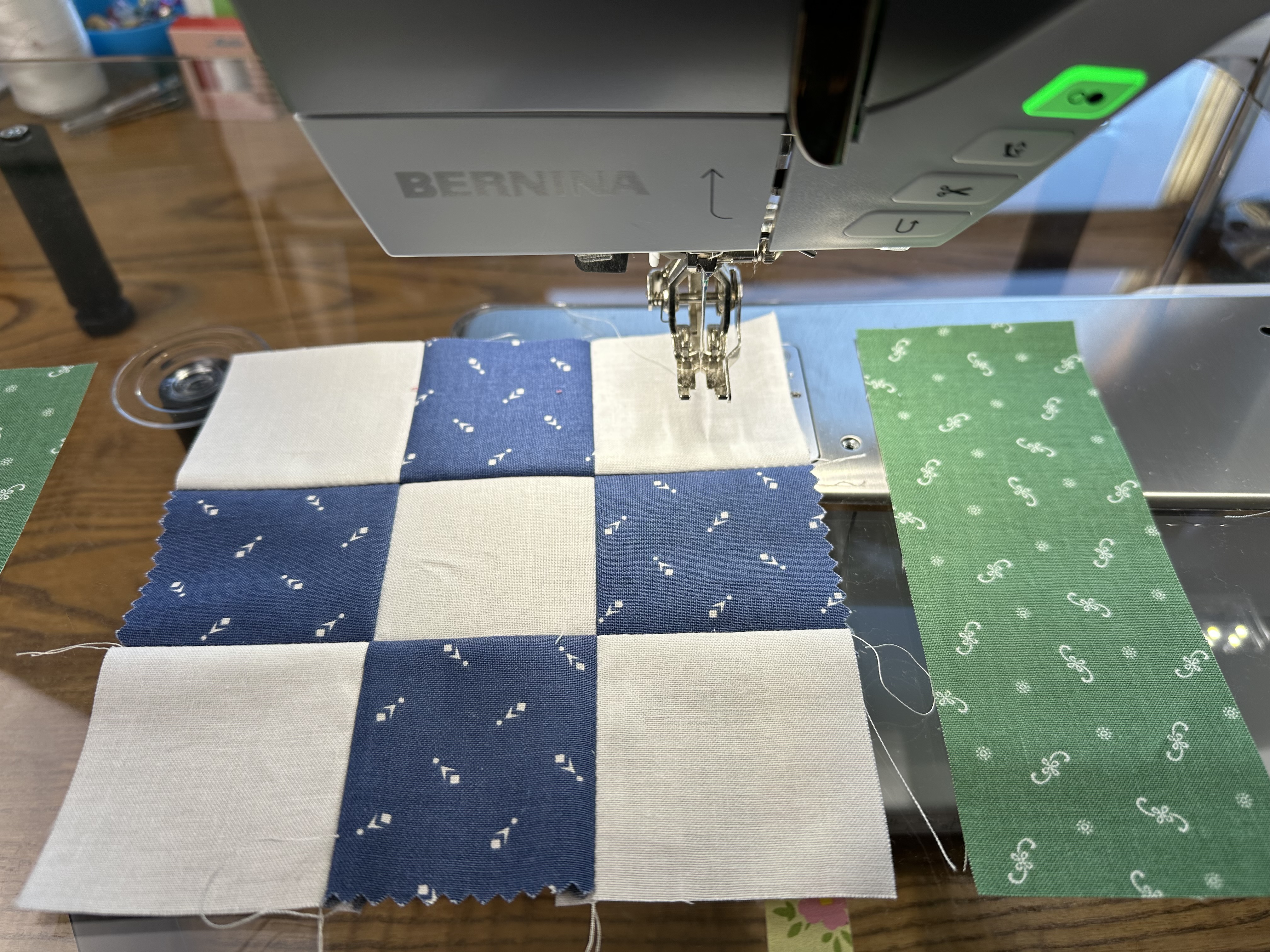 Making the middle row of Block A for the Nona Quilt Along BERNINA WeAllSew blog