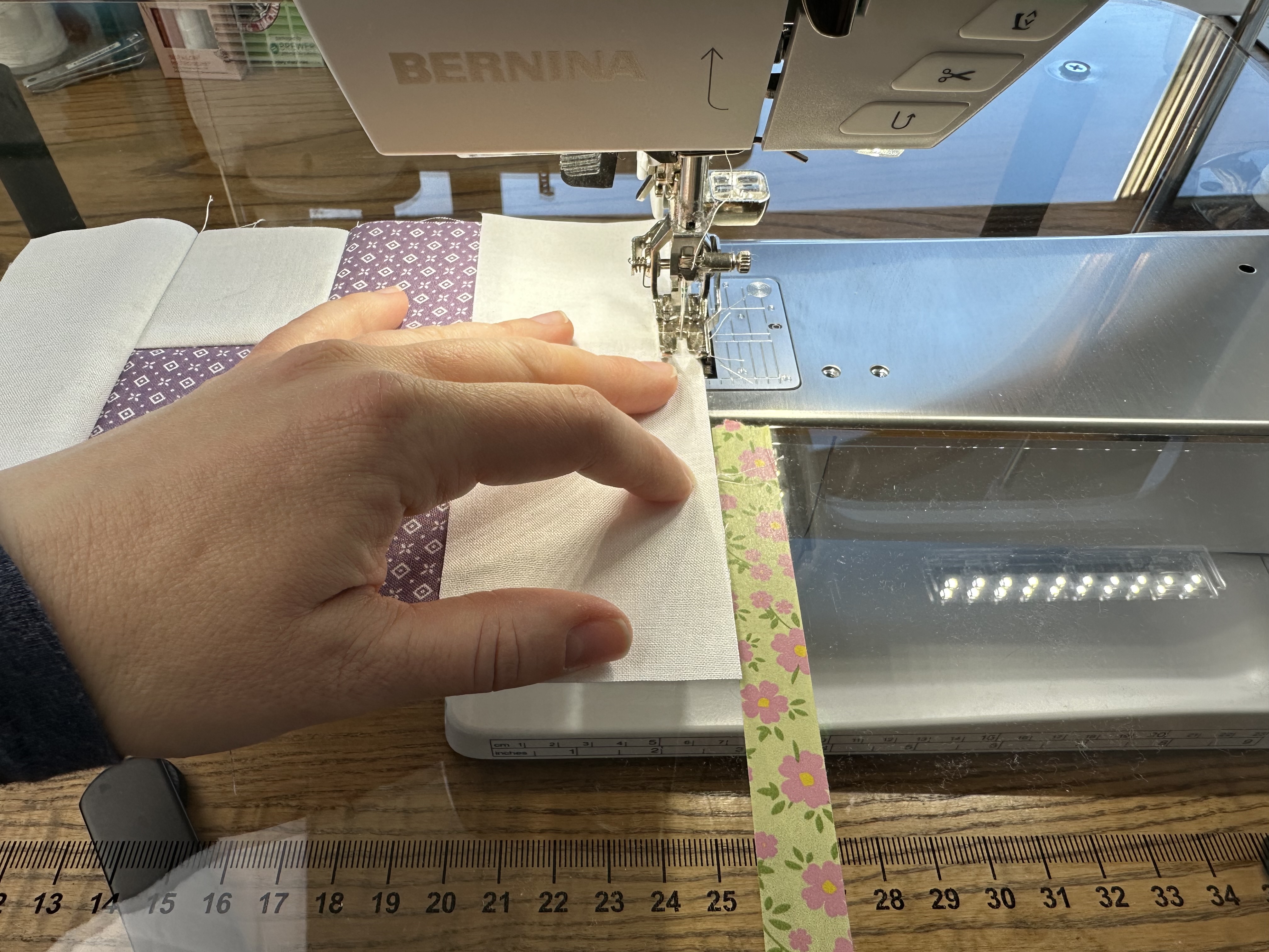 Making the middle row of Block B for the Nona Quilt Along BERNINA WeAllSew blog