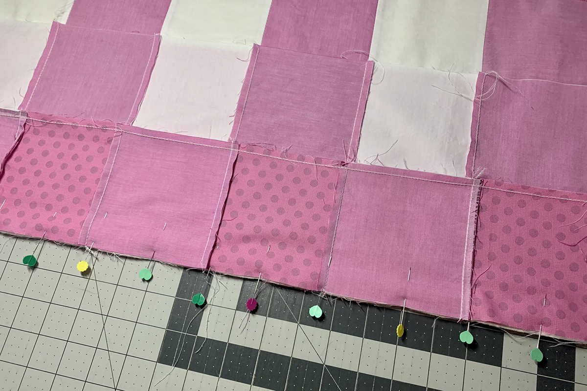 Serger_Baby_Quilt_#2_Post_23_pieced_top_pinned_BERNINA_WeAllSew_Blog_1200x800px