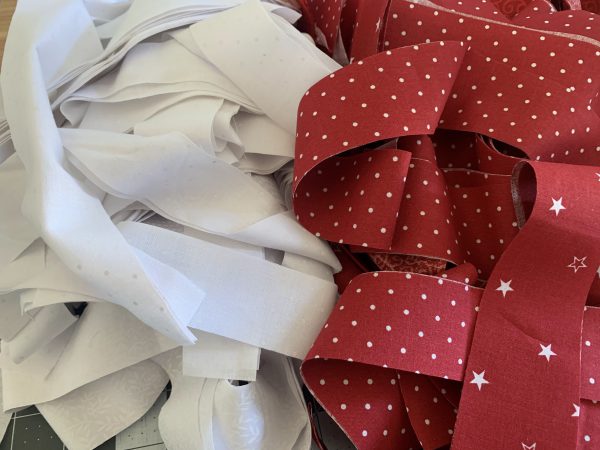 Cut Red and White Fabric