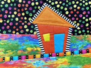 Freezer Paper Piecing Tutorial - Crooked Little House-Close Up