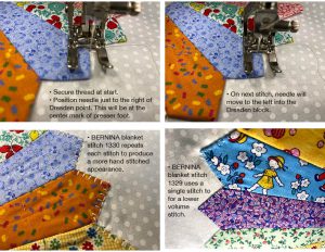 Buttonhole stitch applique in both the single and double stitch technique. This stitch feels more like hand stitching.