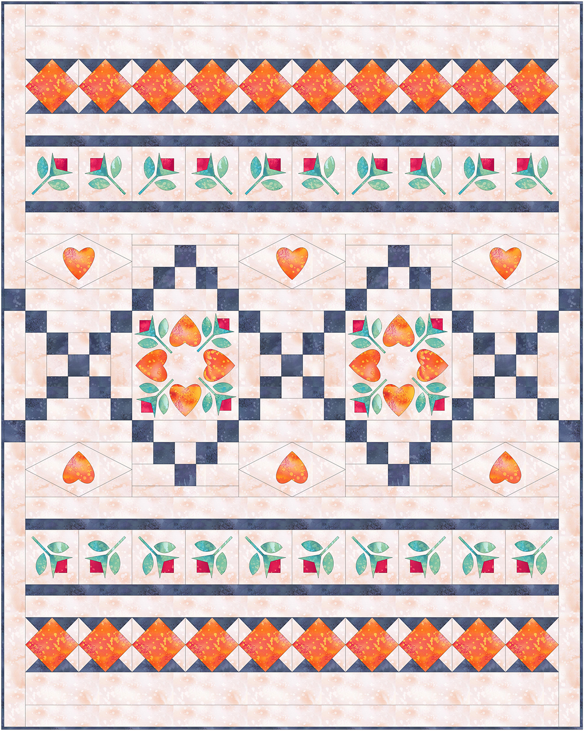 Cozy Quilt Designs 'Strip Club' Pattern - Dresden Bloom (Finished Project Size Is 54 x 54)
