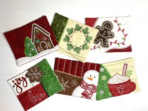 Embroidered Mug Rugs created in BERNINA hoop with OEDS Designs