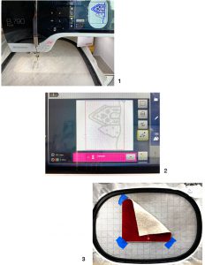 Hooping tear away stabilizer then stitching the first step on project.