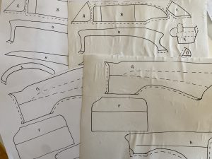 Transfer each pattern piece to freezer paper by either tracing with light table or copying to freezer paper with ink jet printer.