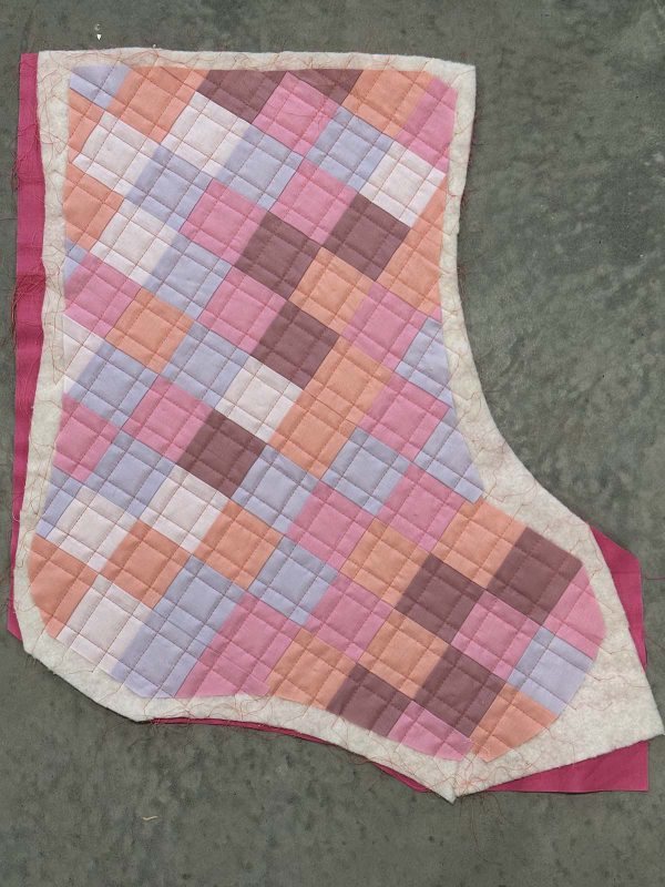 Couched Christmas Stocking- finished quilting