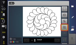 Display screen showing the quilt settings icon selected on the B 790 PRO.