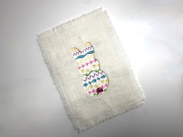 Bunny Easter Card, Decorative Stitches. Built in Stitches
