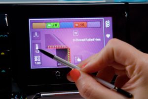 the display screen on the BERNINA L 890 with the stitch selection in preview