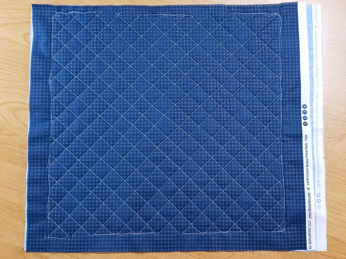 blue fabric quilted base