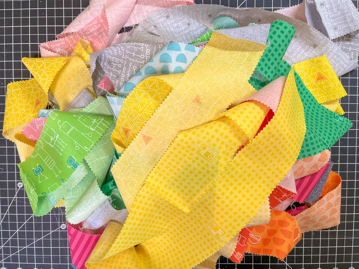 pile of colorful fabric strips