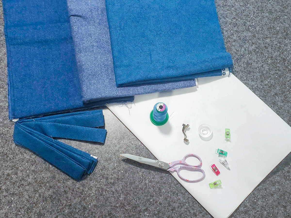 Fabric and sewing notions for quilting the dog coat