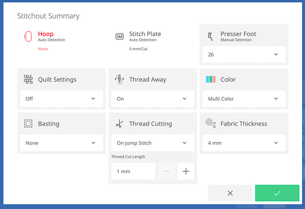 simulator with Stitchout Summary