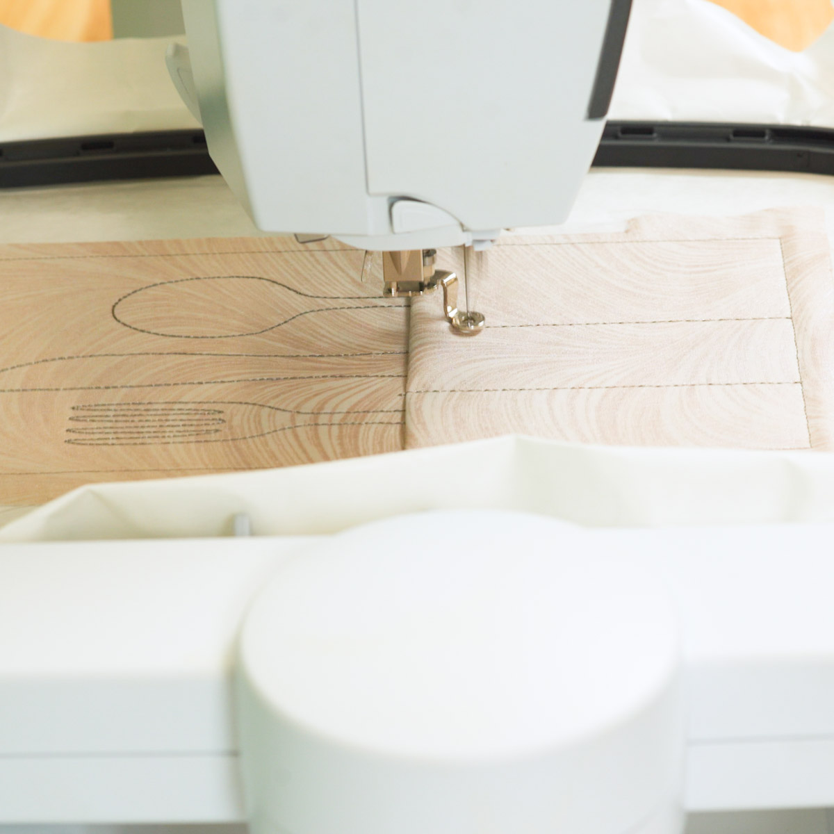 stitching the dividers for the individual utensils