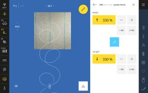 Jumbo Sideways Motion stitches on the B 990 display screen