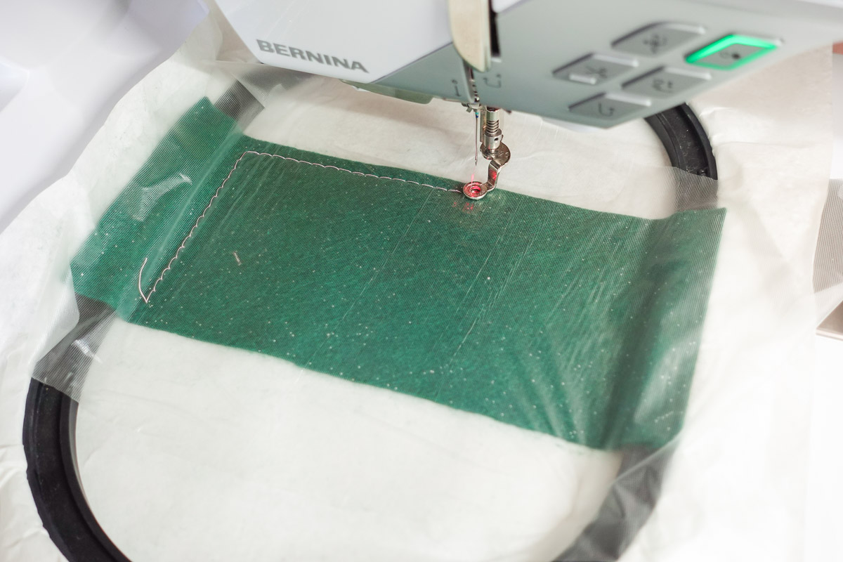 Basting box being embroidered