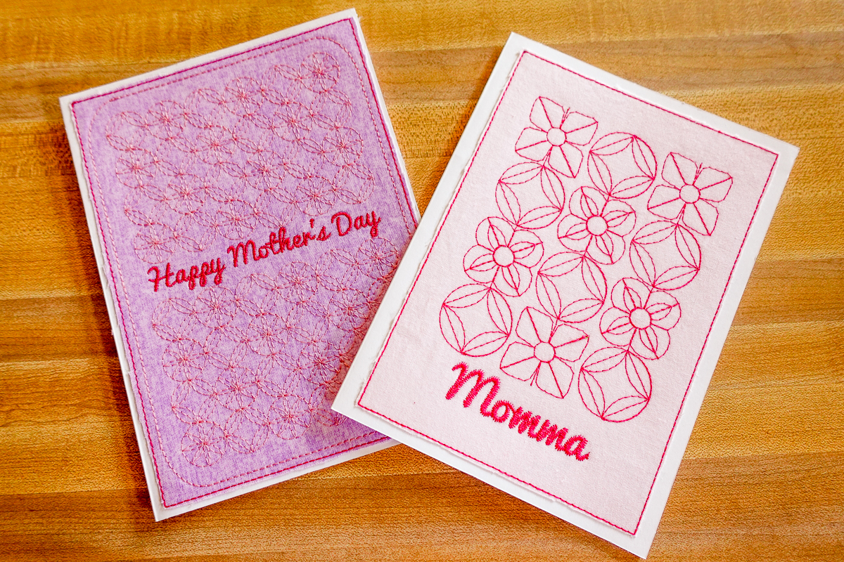 2 Finished Embroidered Mother’s Day cards