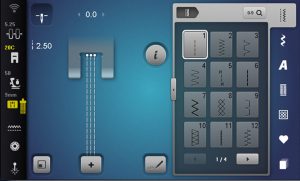 Simulator – straight stitch selected with triple needle