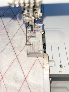 In progress photo of sewing fabric