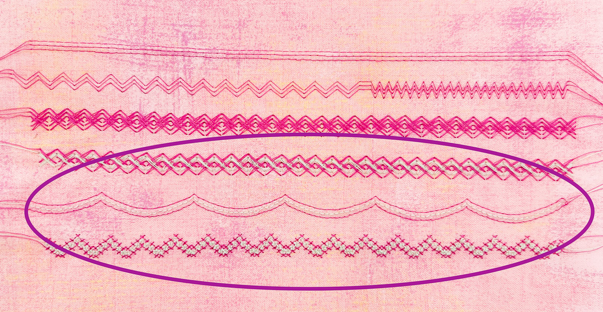 Decorative stitches and multiple colors with triple needle