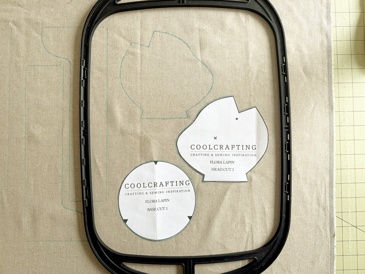pattern pieces arranged inside BERNINA Giant Hoop