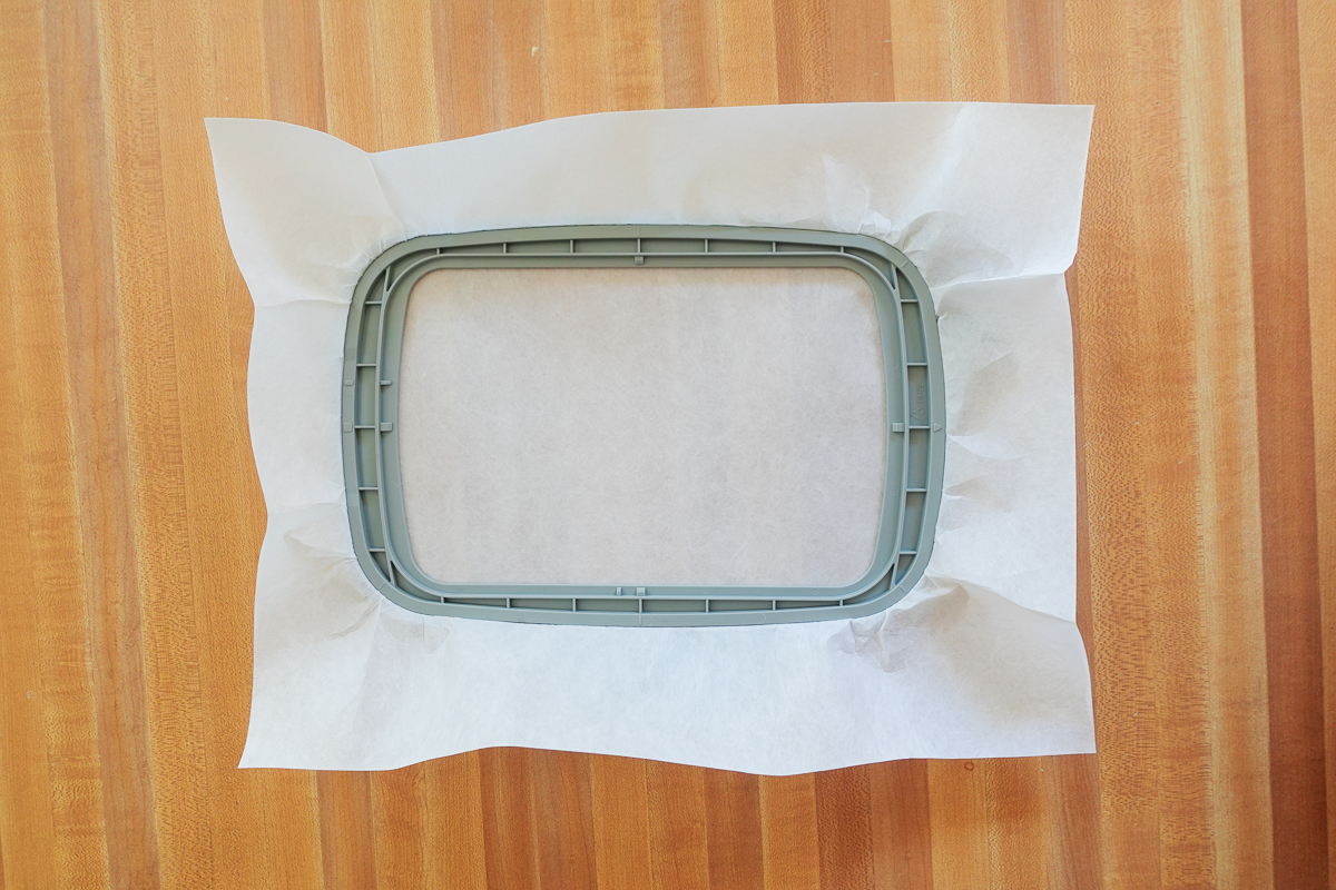 gray medium hoop with CutAway sandwiched