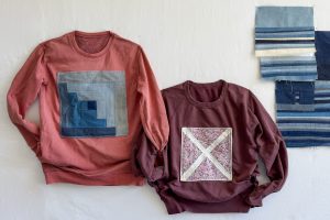 Sweatshirt makeover with orphan quilt blocks